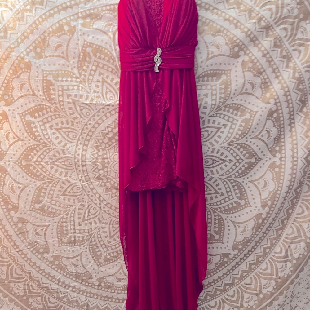 Strapless high low red prom dress size M ❤️ - Picture 7 of 13